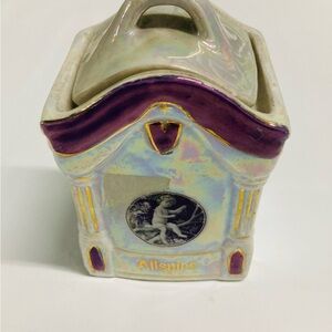 Iridescent Ceramic Spice Jar with Purple and Gold Accents